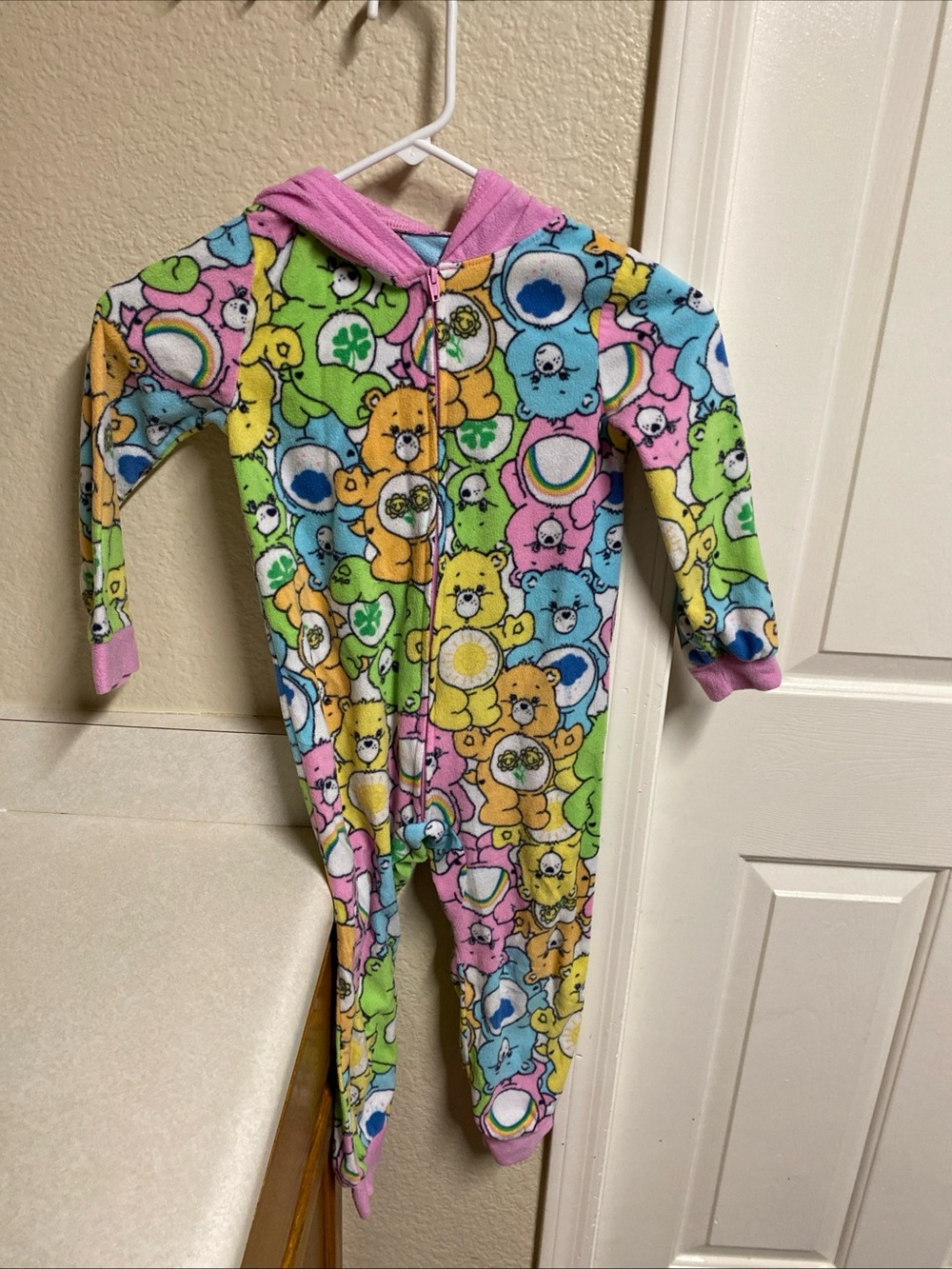 Kids Multicolor Fleece One-Piece Hooded Pajamas size 4/5
